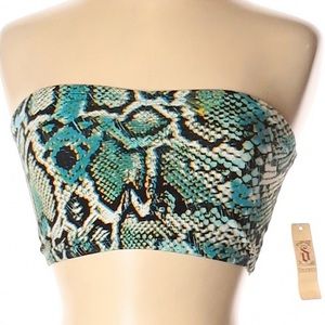 Decree Meridian Blue Snakeskin Print Tube Top